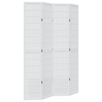 Berkfield Home Room Divider 4 Panels White Solid Wood Paulownia