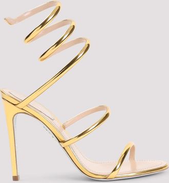 Rene Caovilla Golden Open Toe Heels