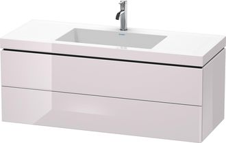 Duravit Lavabo Para Muebles Duravit L-cube C-bonded Con Base, Colgante, 120x48 Cm, 2 Cajones, Sin Rebosadero, 1 Agujero Para Grifo, Color: Laca Blanca Lila Al