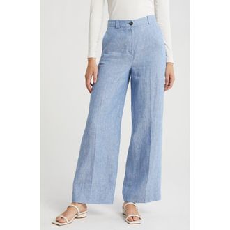 Boden Westbourne Linen Pants in Grey Blue Chambray at Nordstrom Rack, Size 14