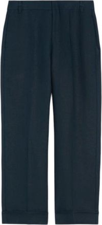 Max Mara Broeken, Dames, Blauw, M, Leer, Anselmo Wijde Broek
