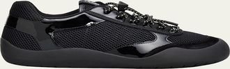 Prada Mens Speedrock Leather and Mesh Sneakers