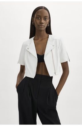 LaMarque KIRSI | Cropped Biker Jacket in White at Nordstrom, Size X-Large