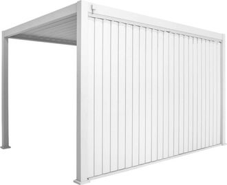 Sweeek P&eacute;rgola bioclim&aacute;tica 3x4m de aluminio + 1 panel vertical de 4m, blanco