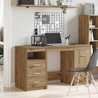 Berkfield Home Elegant Desk with Cabinet Artisan Oak Engineered Wood in Brown
