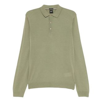 HUGO BOSS Tops, Heren, Groen, S, Wol, Lancione Knit Polo