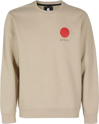Edwin Japanse Zon Stijlvolle Tee - Heren - Sweatshirts - Beige - S - Katoen - Hoodies & sweatvesten