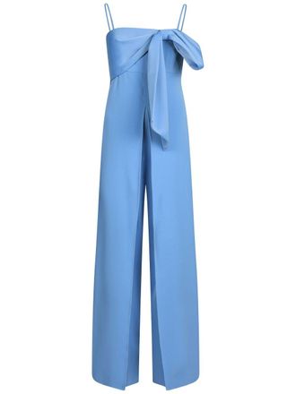 Liu Jo bow-detail jumpsuit - women - Acetate/Polyester/Polyester - 38 - Blue