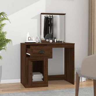 Berkfield Home Durable Dressing Table with Mirror Brown Oak 90x50x132.5 cm Engin