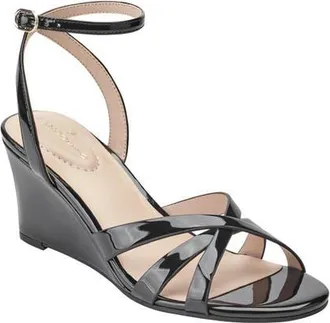 Bandolino Adler Ankle Strap Wedge Sandal in Black 001 at Nordstrom, Size 8.5