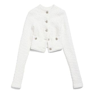 Balenciaga (WMNS) Balenciaga Cropped Cardigan White 793604T33289000