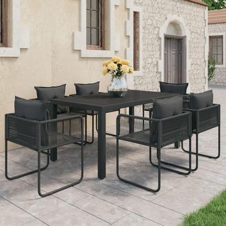 vidaXL Set De Comedor De Jard&iacute;n De 7 Piezas Pvc Rat&aacute;n Negro Vidaxl