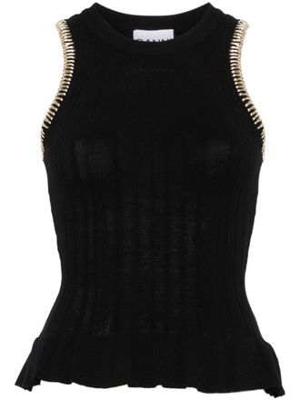 Ganni Tanktop met afwerking - Zwart
