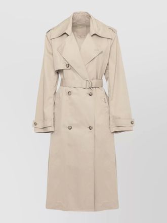 Woolrich cotton trench coat long sleeves belted waist