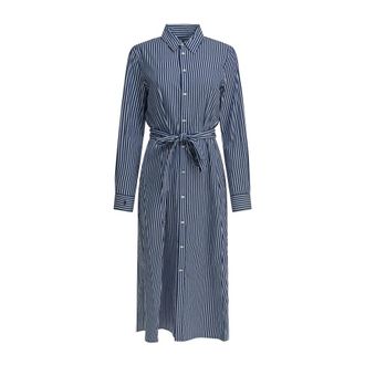 Polo Ralph Lauren Kleedjes, Dames, Blauw, L, Katoen, Gestreepte Katoenen Popeline Shirtdress met Panelen