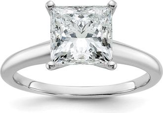 Diamond2Deal 14k White Gold 2 1/2 Ct Princess Lab Grown Diamond Solitare Engagement Ring