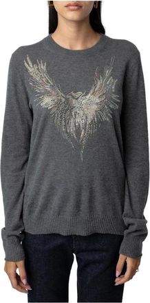 Zadig&Voltaire Maglione con aquila decorata con cristalli - - Knitwear - Donna - Grigio - M