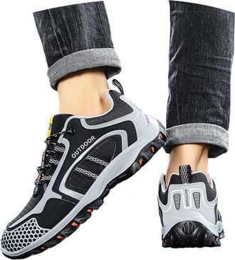 Generic Mens Running Trainers - Mens Lightweight Hiking Sneakers for Outdoor Trekking Comfortable Non Slip Water Running Walking Footwear Black