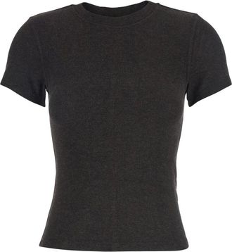 Frame Denim Tops, Dames, Bruin, M, Bruine Rib Baby Tee Polos