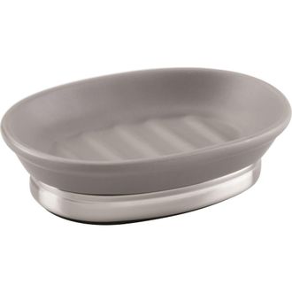 iDesign Ceramic Soap Dish for Bathroom Sink - Matte Gray/Brushed at Nordstrom