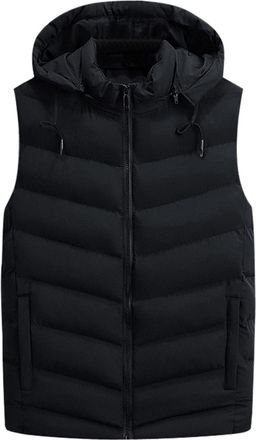 Generic Gilet for Men with Hood | Waistcoats for Men with Pockets Soft Comfortable Puffer Jacket Mens Sleeveless Solid Color Drawstring Mens Outdoor Down Jack