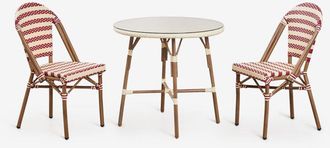 Sklum Sklum - Set De Mesa Redonda &Oslash;80 Cm Y 2 Sillas De Jard&iacute;n Apilables En Aluminio Brielle Bistro