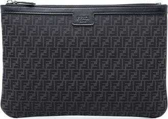Fendi Pre-owned Fendi Zucchino Canvas Flat Clutch Unisex 7N0111-AQ0N-219-0242