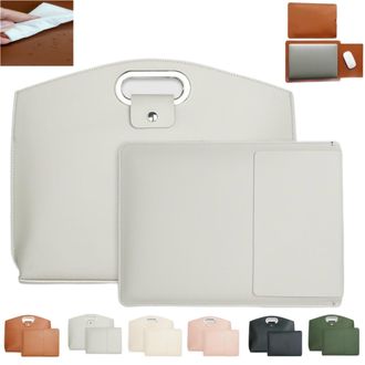 Generic Waterproof Leather 14-16in 2PCS Laptop Bag,Work Office Computer Briefcase for Women,Lightweight Laptops Tote Bags Set (Gray, One Size)