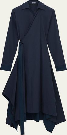 Loewe Long-Sleeve Handkerchief Midi Wrap Shirtdress