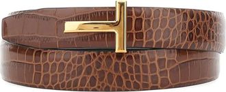 Tom Ford Cintura con effetto coccodrillo - Marrone