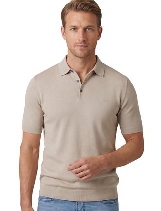 Thomas Maine normale fit Thomas Maine poloshirt beige effen katoen