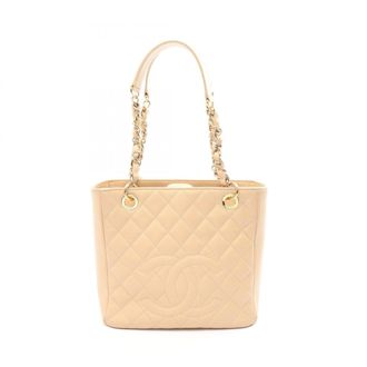 Chanel Beige Grained Calfskin Handbag Tote Bag (Pre-Owned)