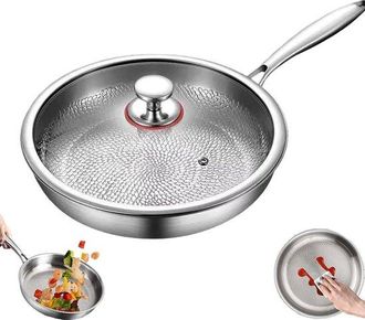 OEM Sart&eacute;n De Titanio Con Tapa, Nueva Sart&eacute;n De Titanio, Ultrarresistente Y A Prueba De Ara&ntilde;azos, Resistente A Altas Temperaturas, 22 Cm, Plateado