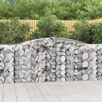 Berkfield Home Arched Gabion Baskets 2 pcs 400x50x100/120 cm Galvanised Iron in Silver