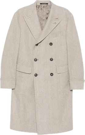 Tagliatore Double-breasted Herringbone-pattern Coat