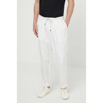 Brunello Cucinelli MenS White Linen Relaxed Trousers, Size 54