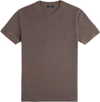Fay T-Shirt In Brown Piquet Cotton With Crew Neck