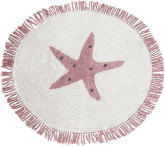 Beliani Beliani - Alfombra Infantil Divertida Con Patr&oacute;n De Estrella Color Blanco Crema Fabricada En Algod&oacute;n &Oslash; 120 Cm Stars