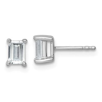 Diamond2Deal 14k Gold 1 ct Emerald Lab Grown Diamond Stud Earrings VS Clarity, D-E Color