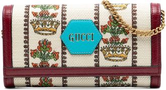 Gucci Pre-owned Gucci Canvas 100 Centennial Floral Crown Wallet On Chain Ladies 676305 0416