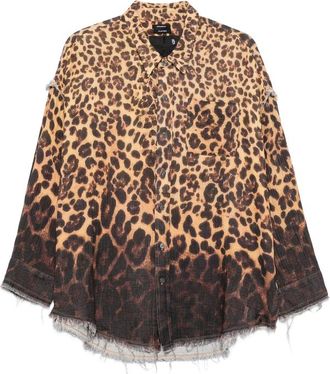 R13 Leopard-print Frayed Shirt