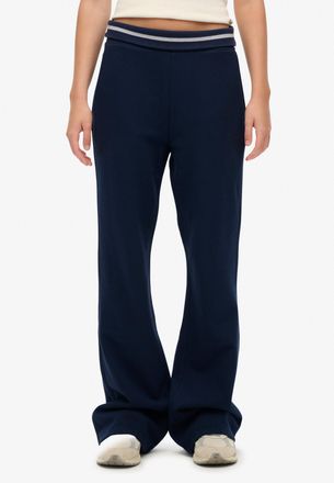 Superdry Sweathose SUPERDRY ESSENTIAL LOGO LR FLARE JOGGER, Damen, Gr. XL, N-Gr, richest navy, Jersey, Obermaterial: 100% Baumwolle, meliert, slim fit lang, Ho