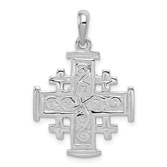 Diamond2Deal 14k White Gold Jerusalem Cross Pendant