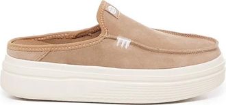 Hey Dude Beige Su&egrave;de Sleehak Sandalen - Dames - Slip ons - Beige - 41 EU - Su&egrave;de - Schoenen