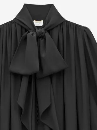 Saint Laurent Womens Dress Silk Crepe Black