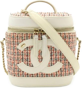 Chanel Navy Color Tweed Leather Handbag Shoulder Bag Vanity Bag (Pre-Owned)