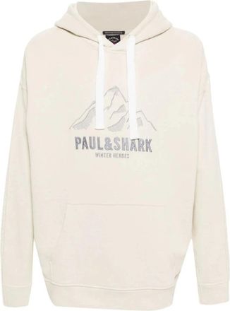 Paul & Shark Casual Beige Katoenen Hoodie - Heren - Hoodies - Beige - L - Katoen - Hoodies & sweatvesten
