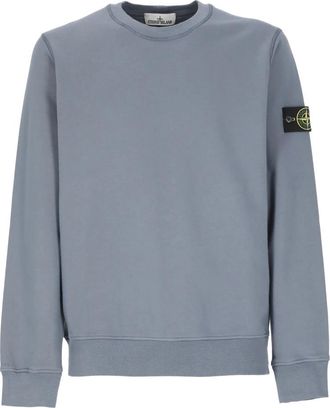 Stone Island Blauwe Katoenen Sweatshirt met Logopatch - Heren - Sweatshirts - Blauw - XL - Katoen - Hoodies & sweatvesten