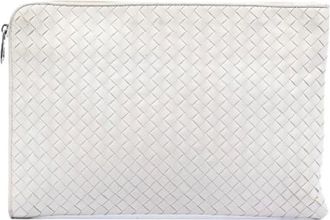 Bottega Veneta Pre-owned Clutches, female, White, Size: ONE SIZE Pre-owned Leather Clutch