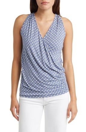 Loveappella Faux Wrap Tank in Denim at Nordstrom, Size X-Large